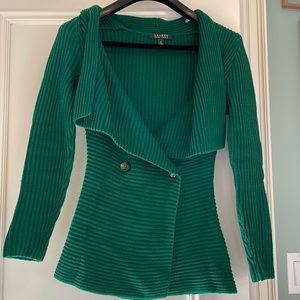 Gorgeous nipped waist green shawl collar Ralph lauren sweater